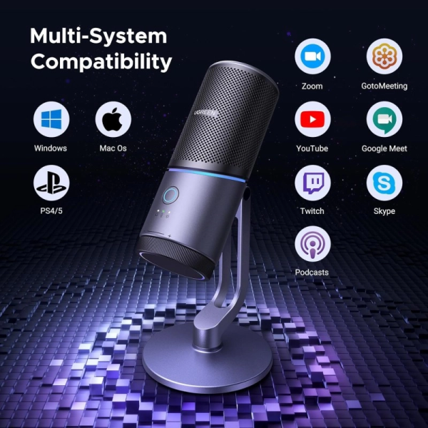 Мікрофон настільний Ugreen CM769 RGB 24bit/96kHz USB-A Dark Gray - Зображення 6