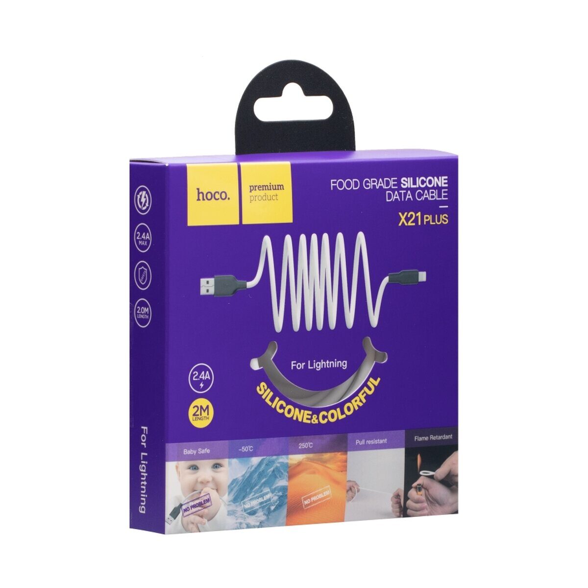 Кабель USB Hoco X21 Plus Silicone Lightning 2m — фото 2