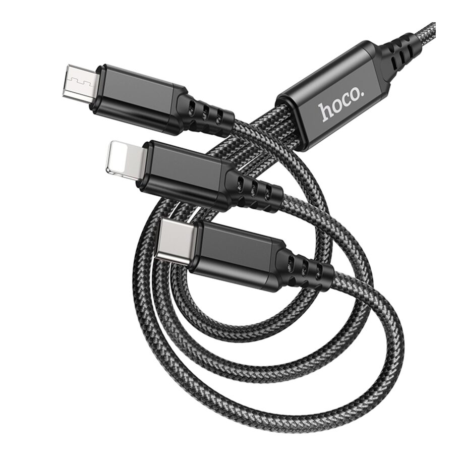 Кабель USB Hoco X76 3-in-1 IP+Type-C+Micro 2A — фото 3