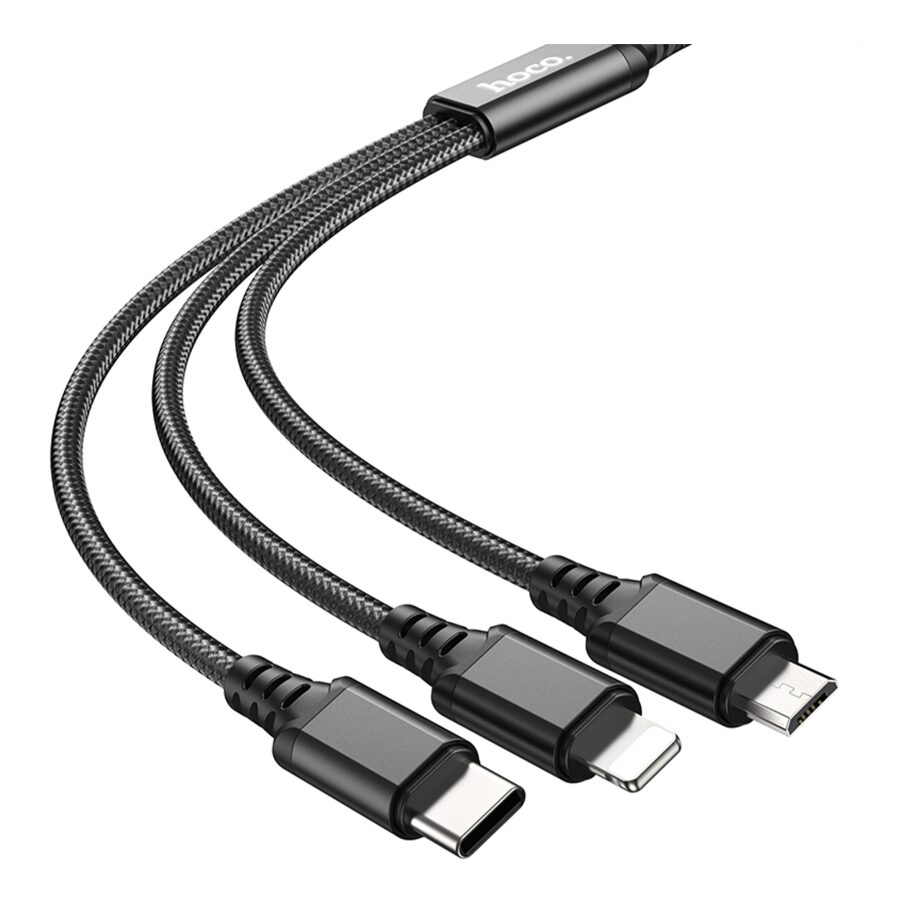 Кабель USB Hoco X76 3-in-1 IP+Type-C+Micro 2A — фото 4