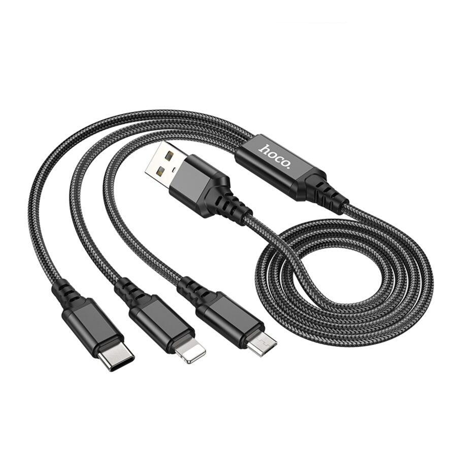 Кабель USB Hoco X76 3-in-1 IP+Type-C+Micro 2A — фото 5