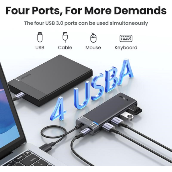 USB-хаб Ugreen CM653 4xUSB 3.2 Gen1 Ports Black — изображение 13
