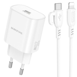 Мережевий Зарядний Пристрій Borofone BA82A 1USB-C PD/QC 25W+Type-C to Lightning