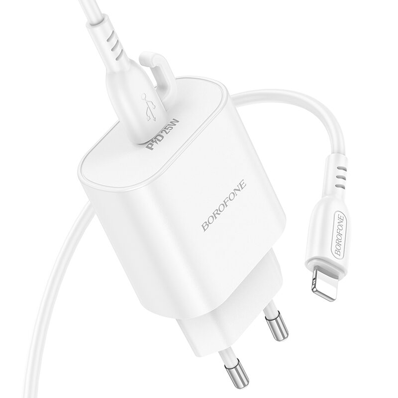Мережевий Зарядний Пристрій Borofone BA82A 1USB-C PD/QC 25W+Type-C to Lightning — фото 4