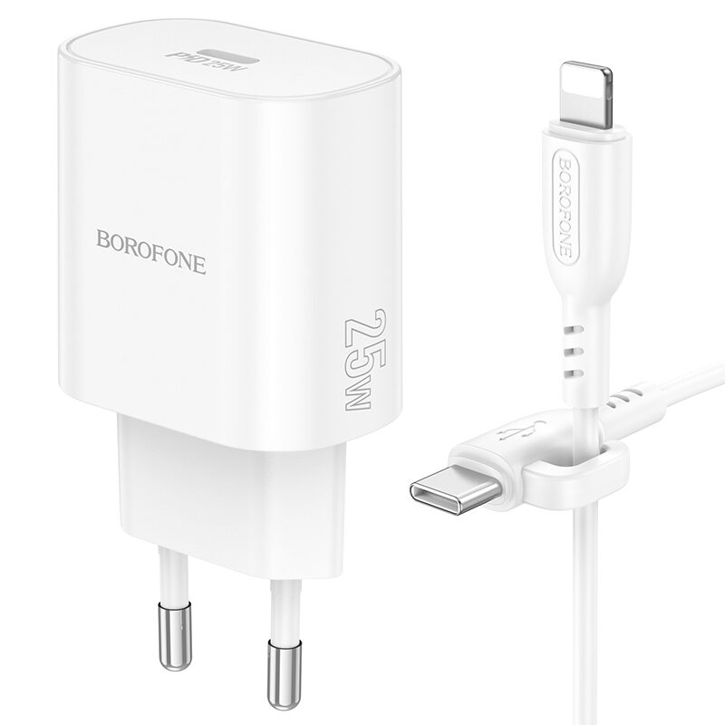 Мережевий Зарядний Пристрій Borofone BA82A 1USB-C PD/QC 25W+Type-C to Lightning — фото 5