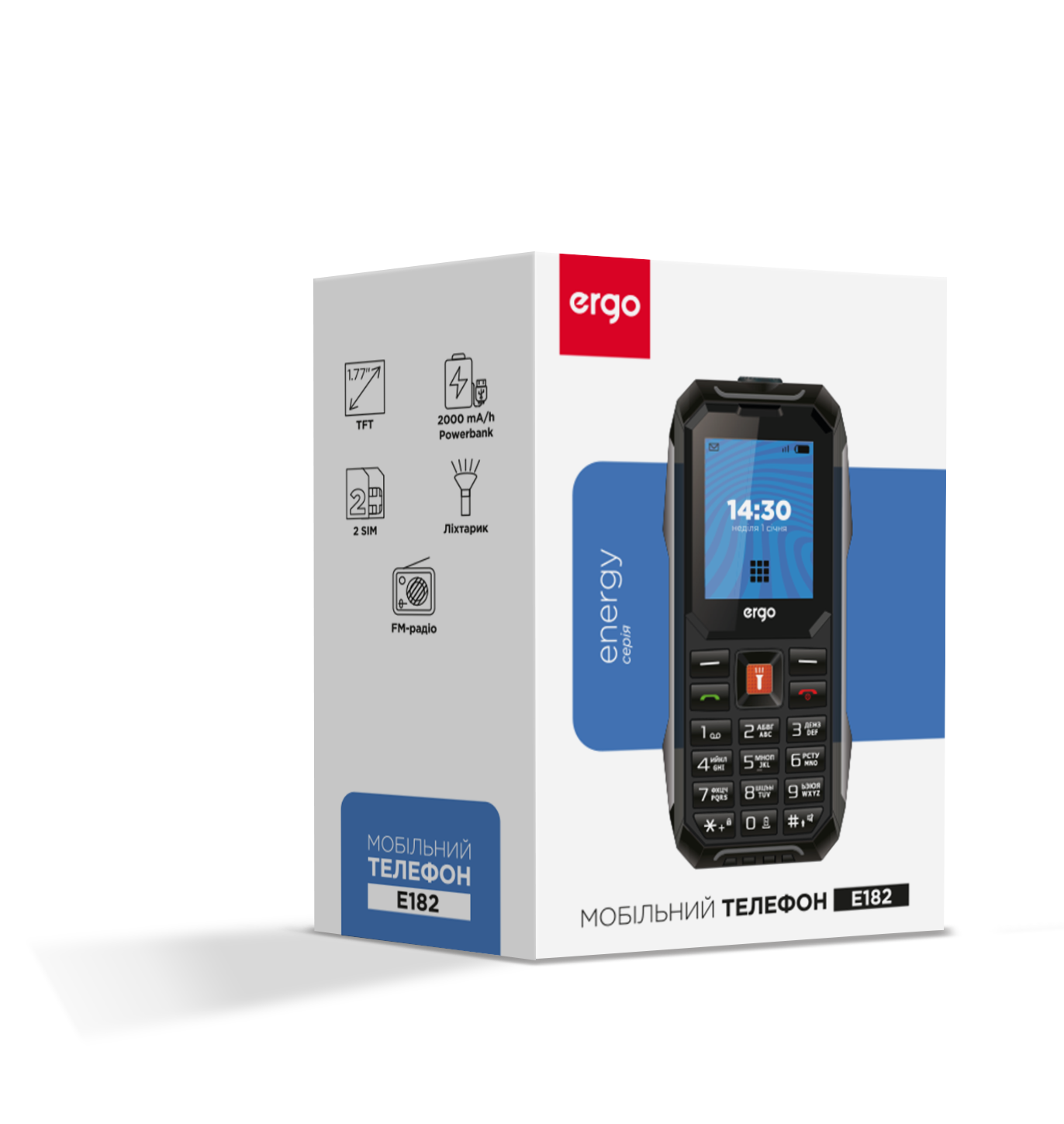 Захищений кнопковий телефон Ergo E182 Dual Sim Black 2000 мА·год SOS - Зображення 6