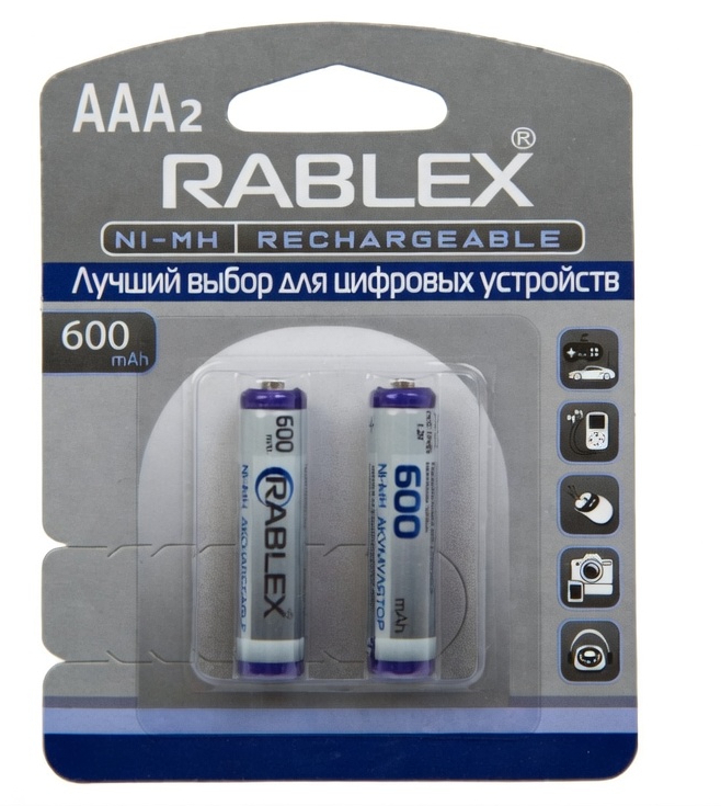 Акумулятори Rablex AAA (HR03) 600mAh Ni-MH, 2 шт. у блістері