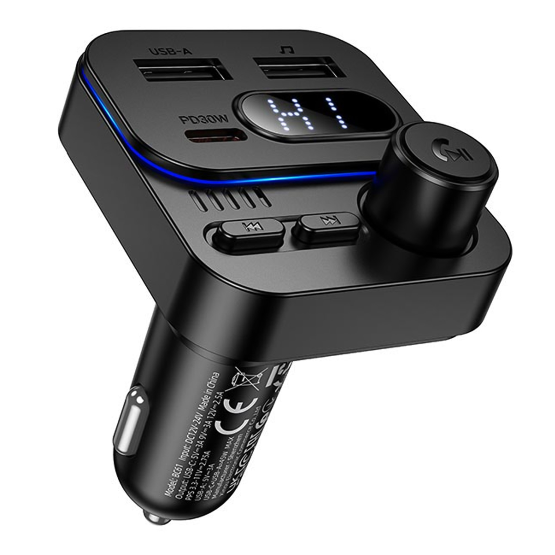 FM-трансмиттер BC61 USB-C PD30W + USB 15W Bluetooth автомобильный — изображение 3