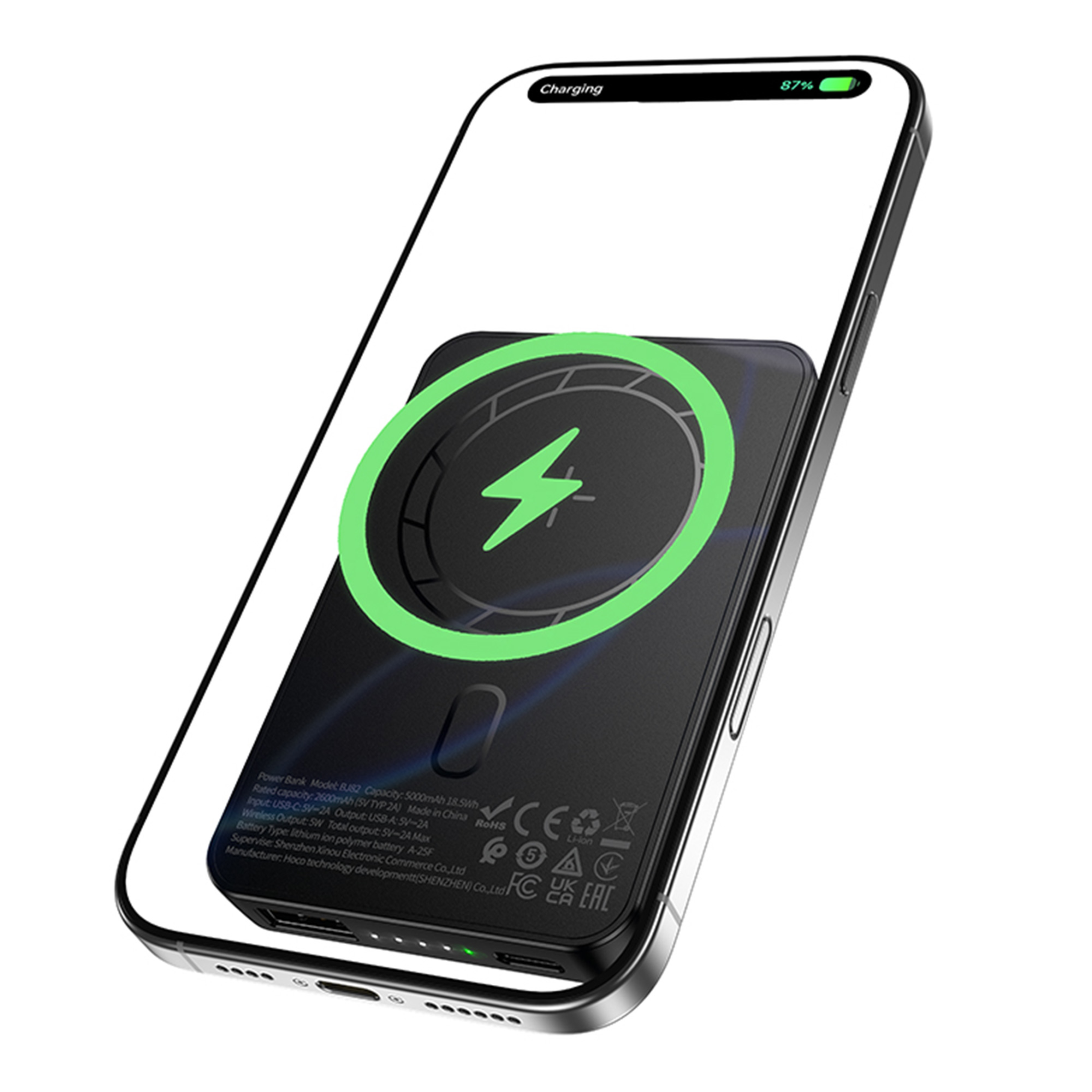 Power Bank Borofone BJ82 5000mAh магнитный MagSafe беспроводная зарядка для iPhone компактный