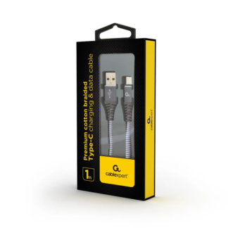 Кабель Cablexpert USB-Type-C 1 м 2.1A быстрая зарядка Premium (CC-USB2B-Amcm-1M-WB2)