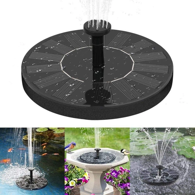 Сонячний плаваючий фонтан для водойми Solar Fountain Black