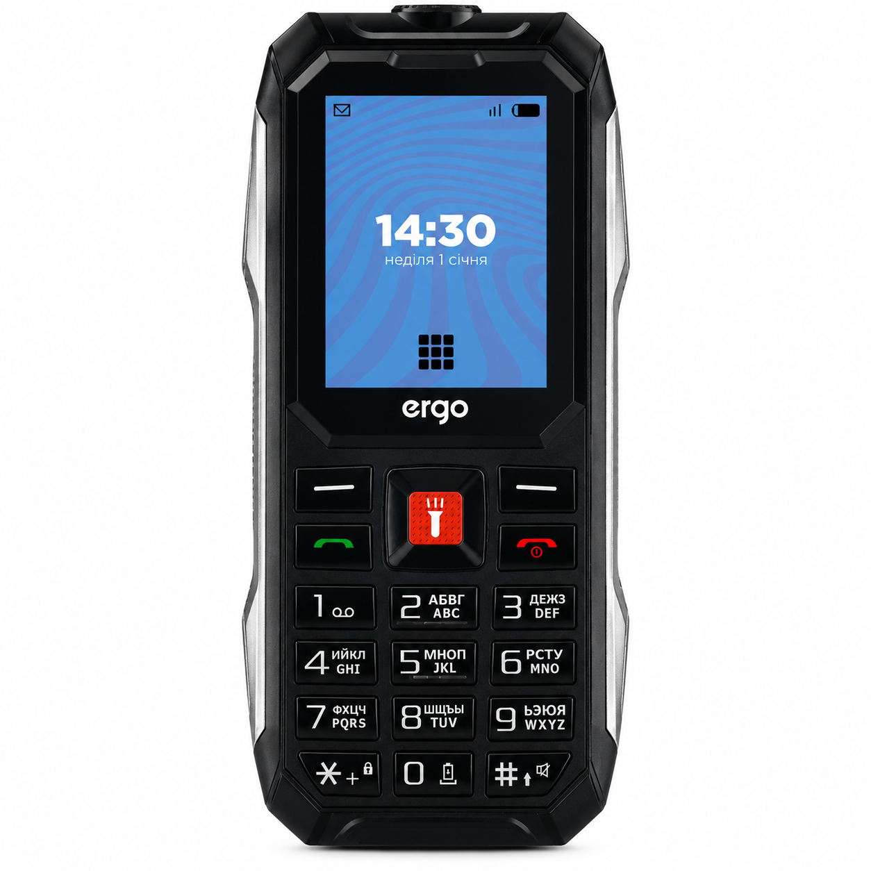 Захищений кнопковий телефон Ergo E182 Dual Sim Black 2000 мА·год SOS