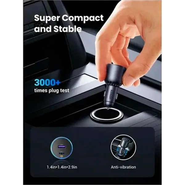 Автомобильное ЗУ Ugreen EC701 63W USB-C + USB-A Gray — изображение 2