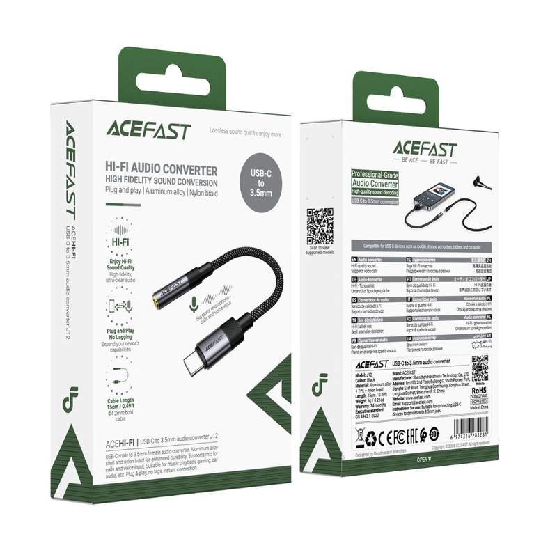 Аудиоадаптер Acefast J12 USB Type-C → 3.5 мм для наушников — изображение 2