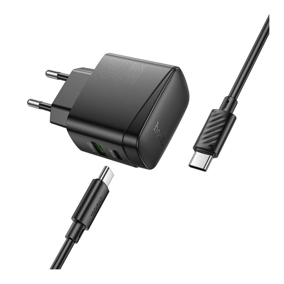 Мережевий Зарядний Пристрій Hoco CS61A 1USB/1USB-C PD/QC 30W GAN+Type-C to Type-C — фото 4