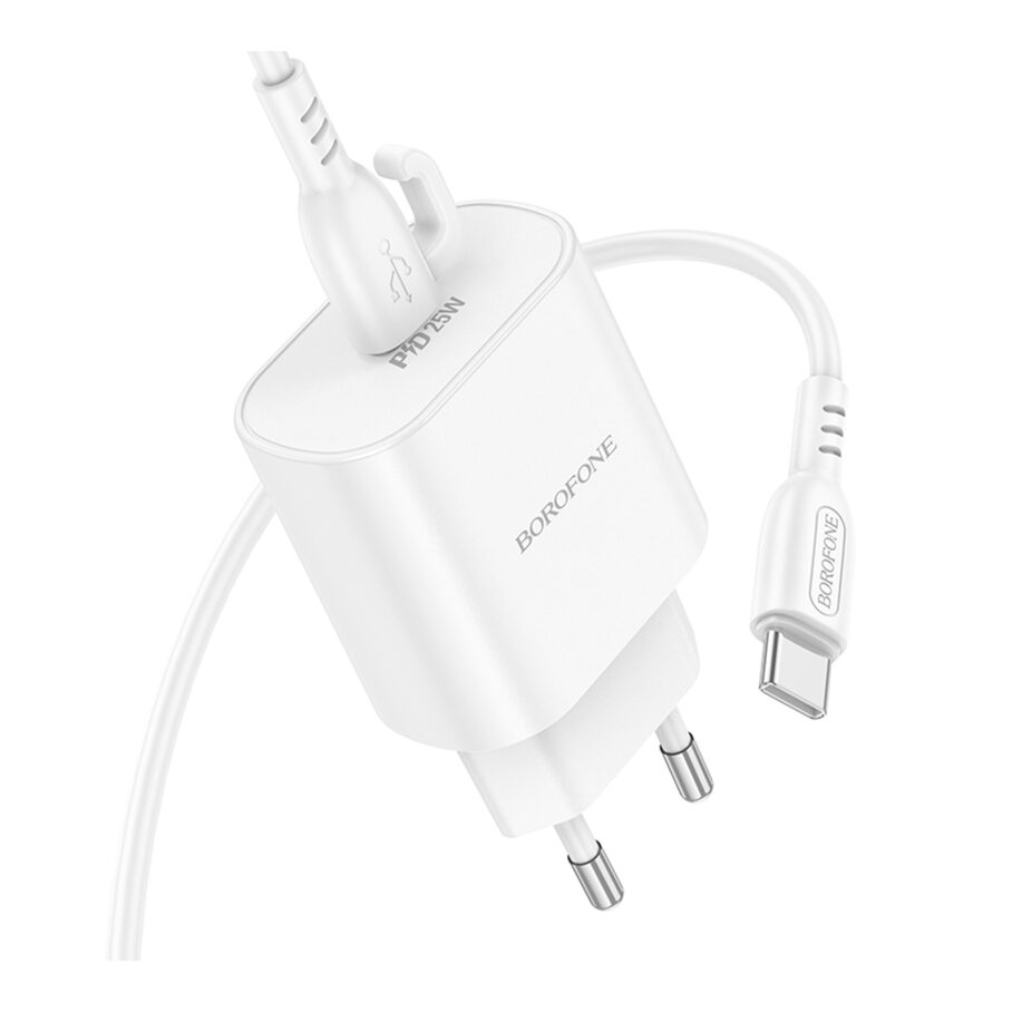 Мережевий Зарядний Пристрій Borofone BA82A 1USB-C PD/QC 25W+Type-C to Type-C — фото 4