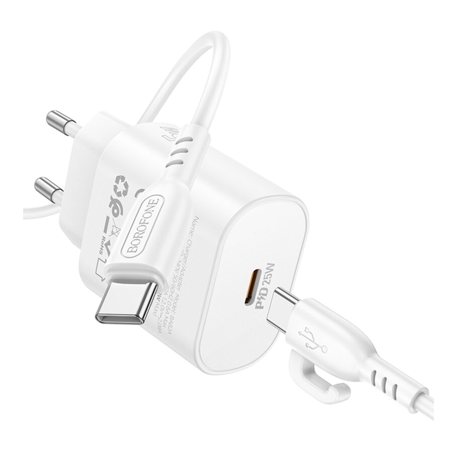 Мережевий Зарядний Пристрій Borofone BA82A 1USB-C PD/QC 25W+Type-C to Type-C — фото 6