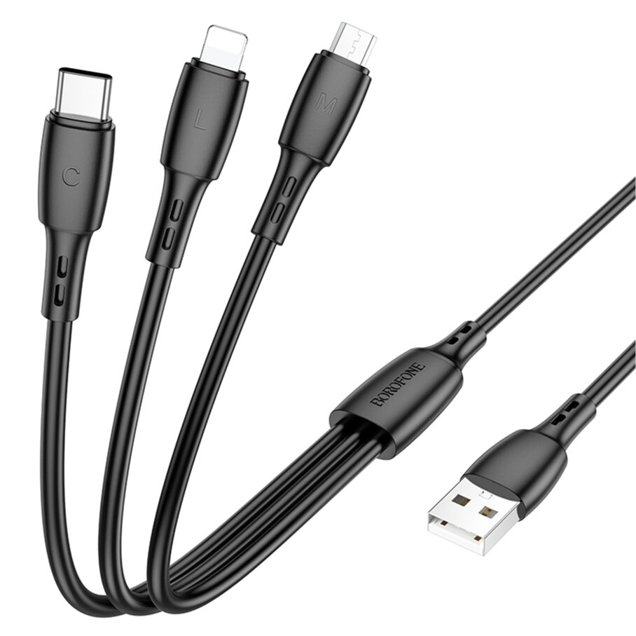 Кабель USB Borofone BX71 3-in-1 IP+Type-C+Micro — фото 2