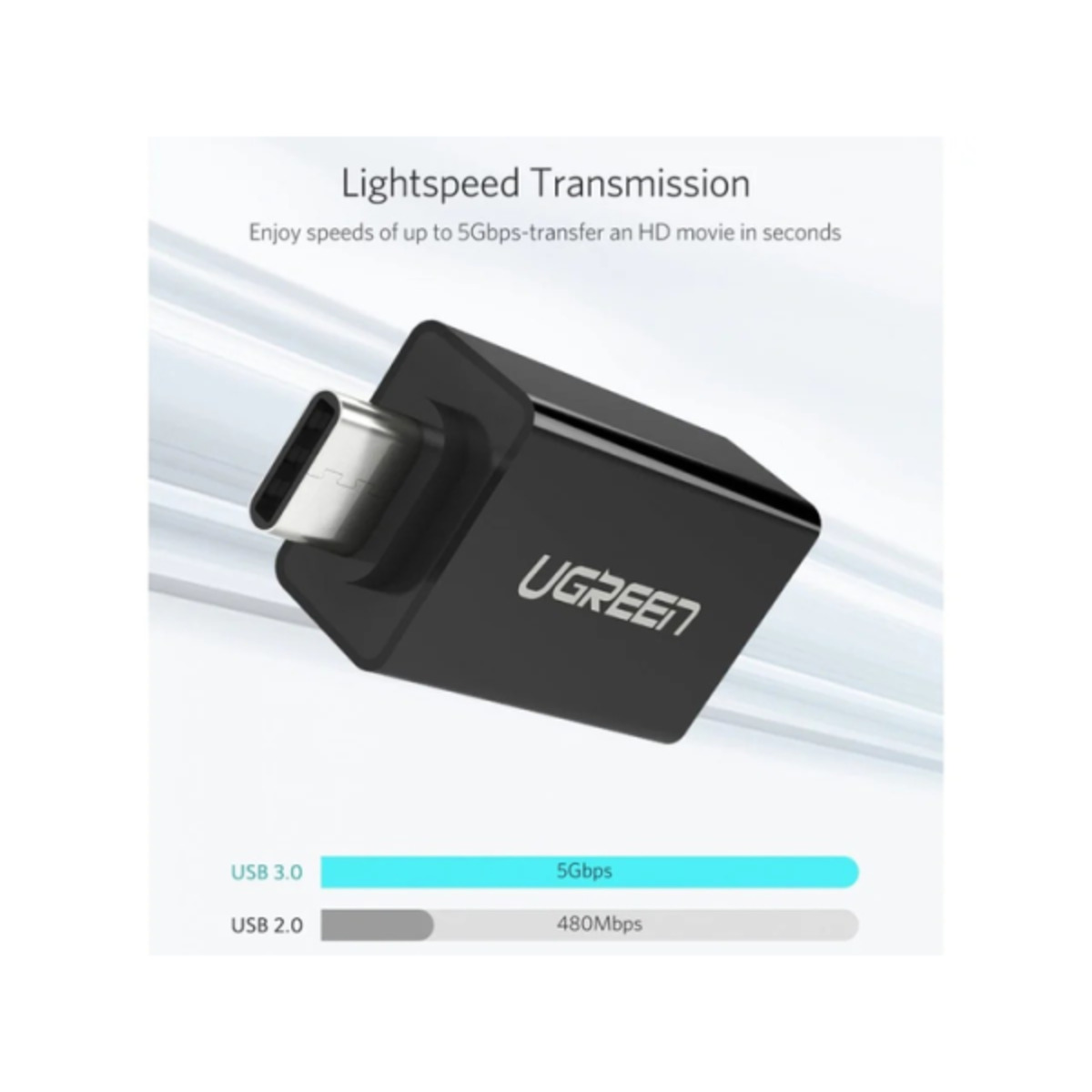 Адаптер USB Type-C to USB 3.0 Ugreen US173 Black — фото 3