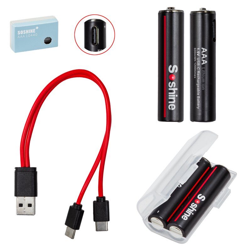 Акумулятор AAA Soshine 2 шт., USB Type-C (600mWh)