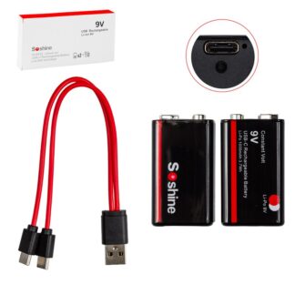 Акумулятор крона Soshine 6F22 9 B Li-ion з кабелем USB (3700mWh)