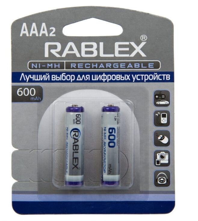 Акумулятори Rablex AAA (HR03) 600mAh Ni-MH, 2 шт. у блістері