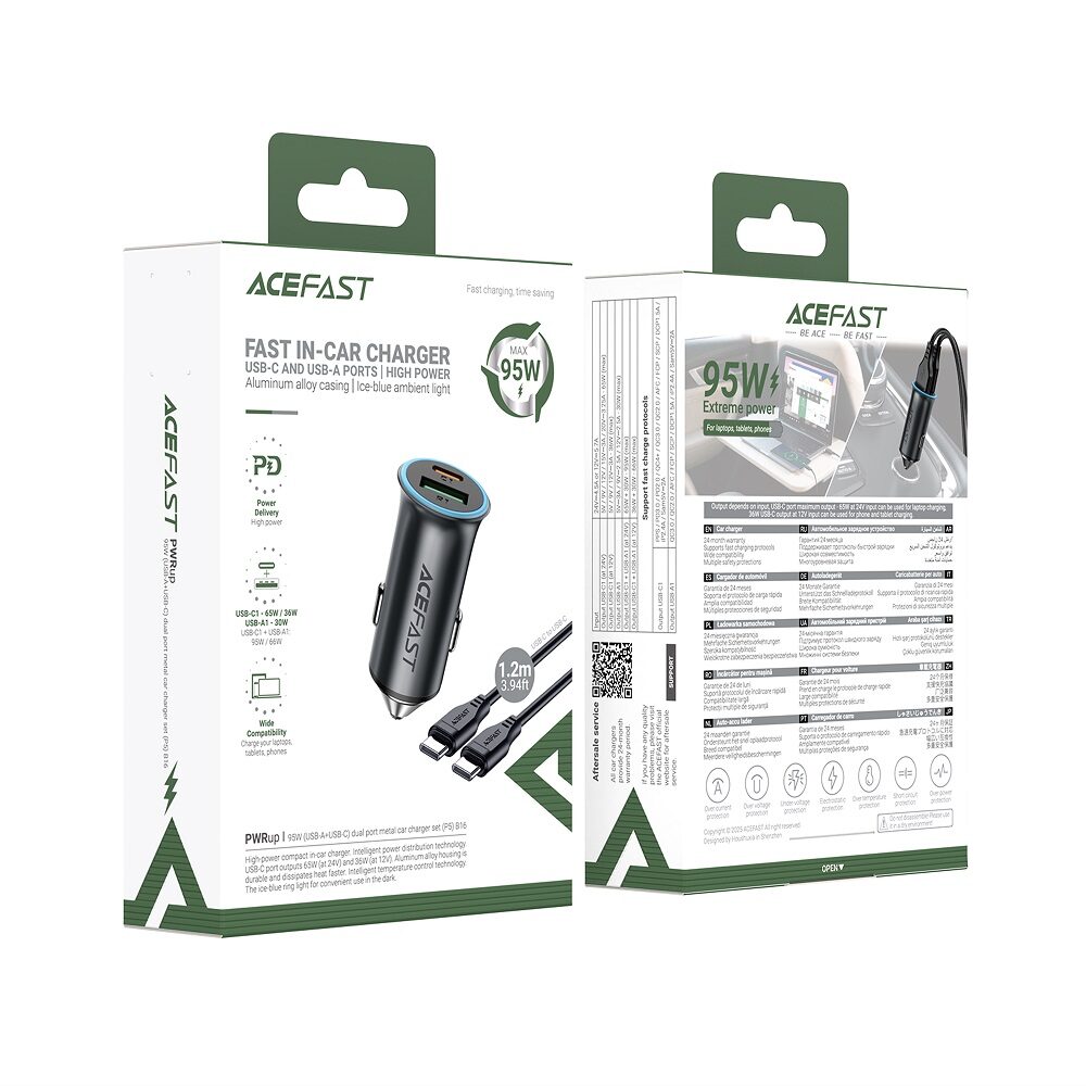 Автомобільний зарядний пристрій Acefast B16 95W (USB-A+USB-C) dual — фото 3