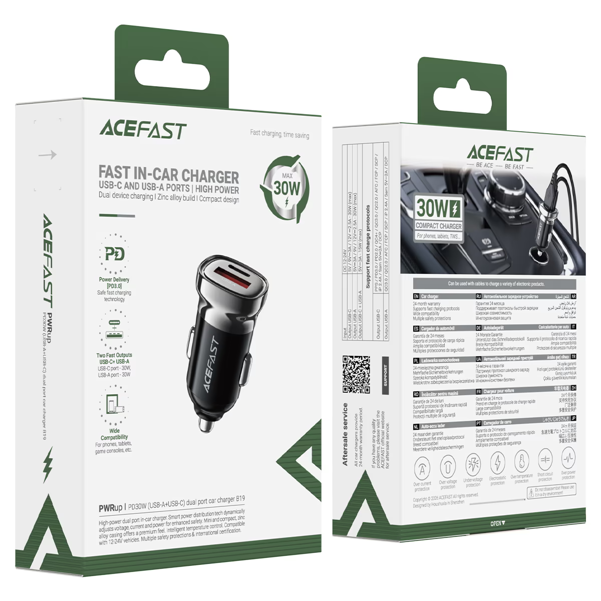 Автомобільний зарядний пристрій Acefast B19 PD30W (USB-C+USB-A) car — фото 3