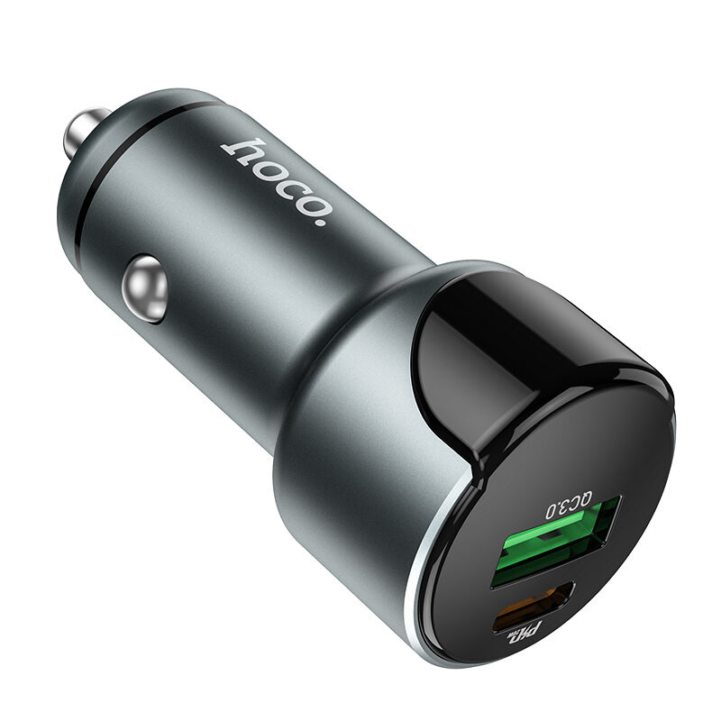 Автомобільний зарядний пристрій Hoco Z42 Light road dual port digital — фото 5