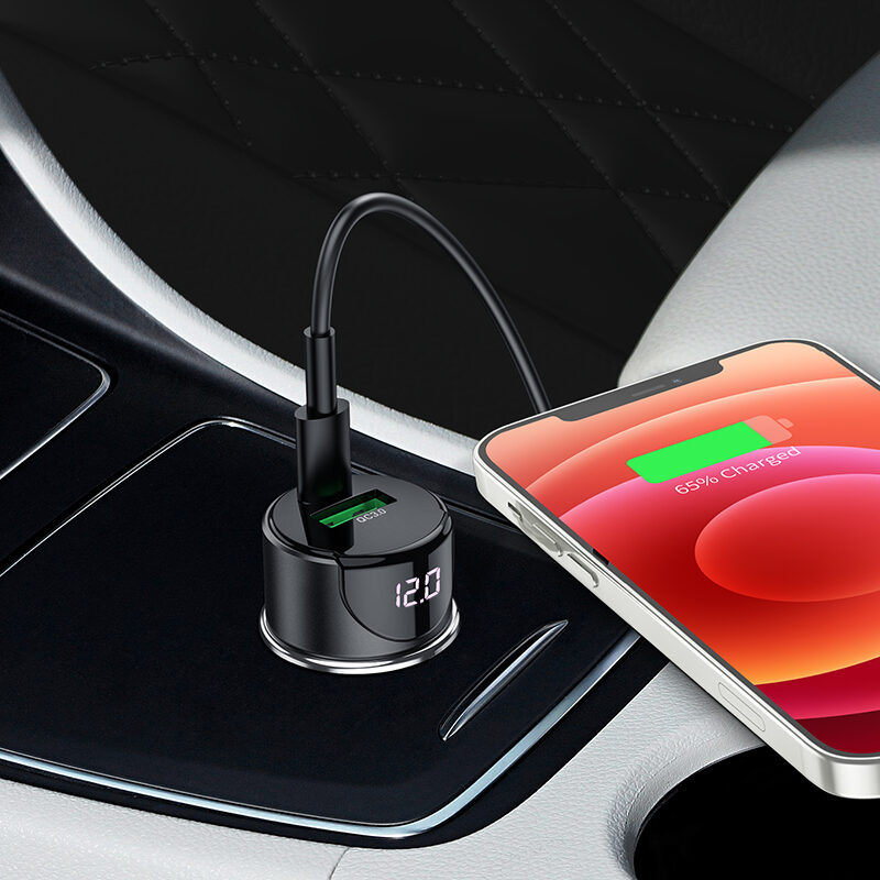 Автомобільний зарядний пристрій Hoco Z42 Light road dual port digital — фото 6