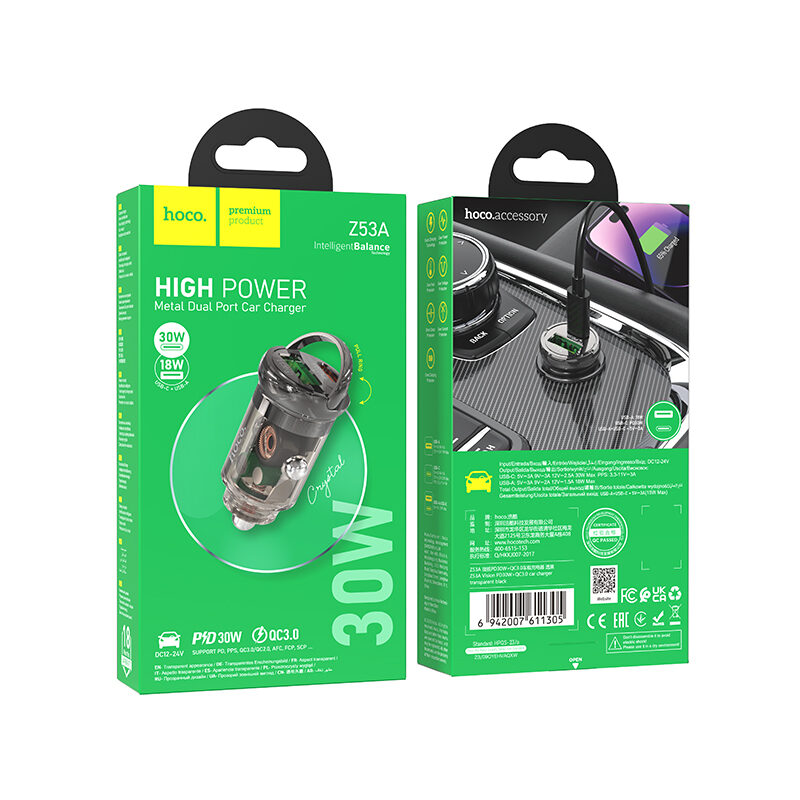 Автомобільний зарядний пристрій Hoco Z53A Vision PD30W+QC3.0 car — фото 3