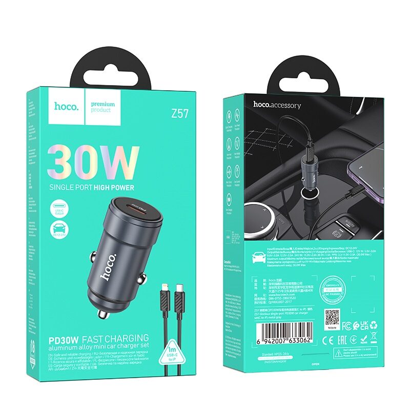 Автомобільний зарядний пристрій Hoco Z57 Glorious single-port PD30W — фото 3