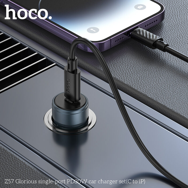 Автомобільний зарядний пристрій Hoco Z57 Glorious single-port PD30W — фото 6