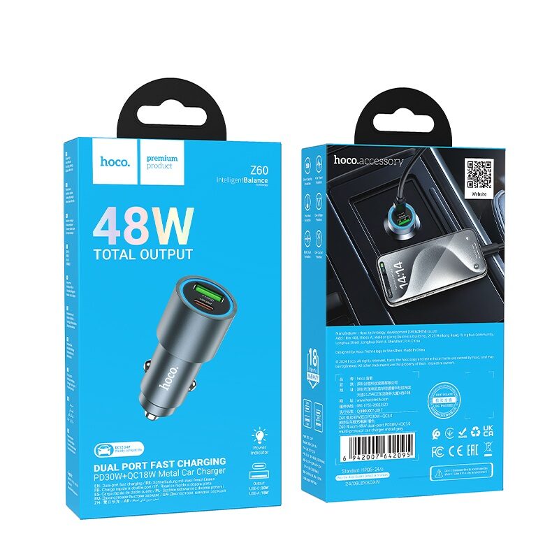 Автомобільний зарядний пристрій Hoco Z60 Bloom 48W dual-port — фото 3
