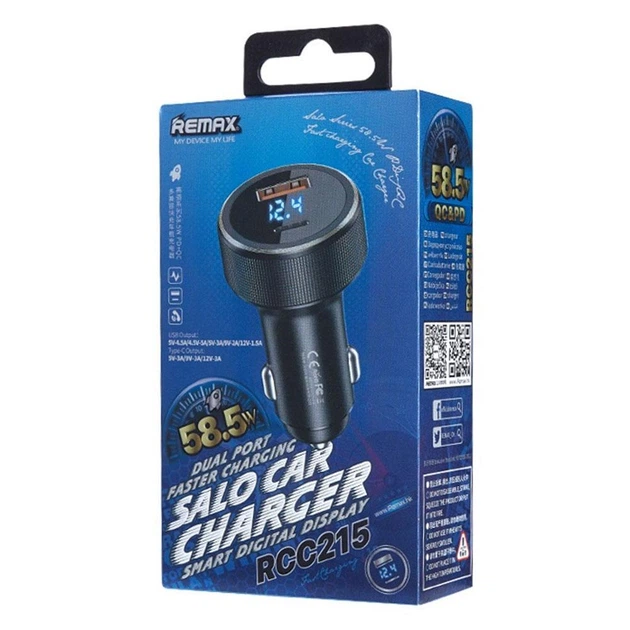Автомобільний зарядний пристрій Remax Salo Series 58.5W PD+QC 1A+1C — фото 3