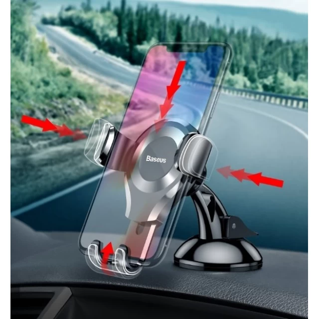 Автотримач для телефона Baseus Osculum Type Gravity Car Mount Black — фото 12