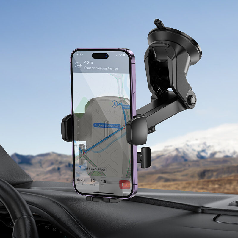 Автотримач для телефона Hoco H65 Gamble one-button car holder(center — фото 7
