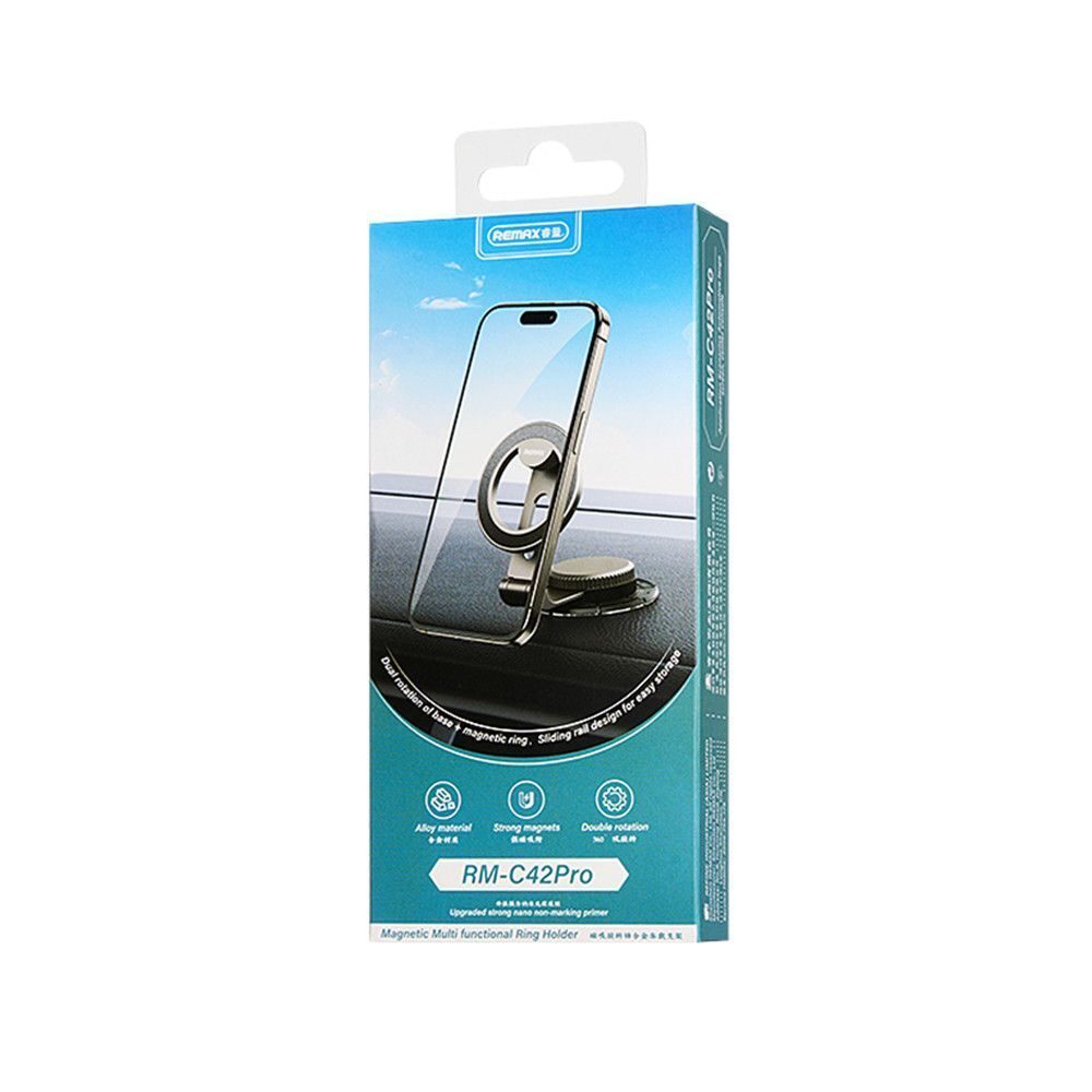 Автотримач для телефона Remax Magnetic rotating zinc alloy car holder — фото 3