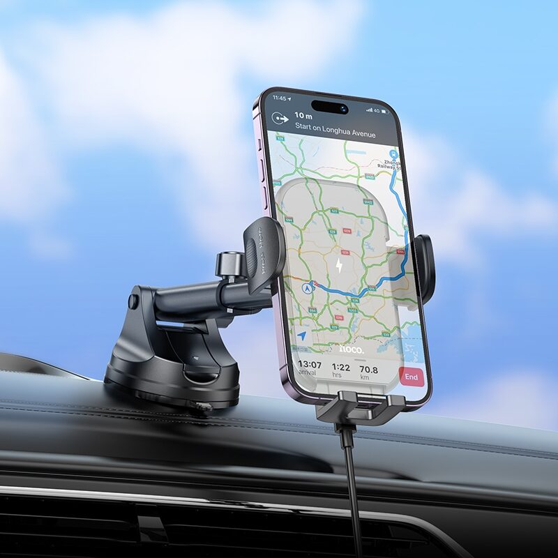 Автотримач для телефона з БЗП Hoco HW5 Journey wireless fast charging — фото 8