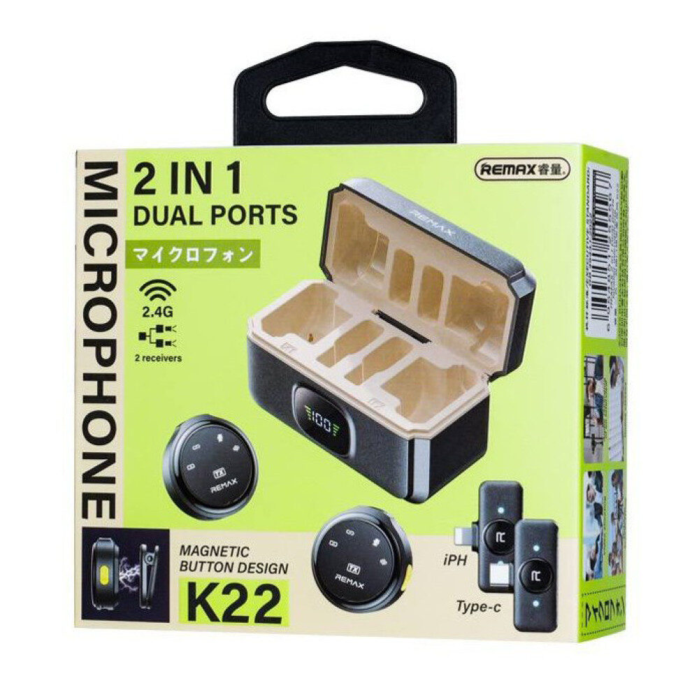 Бездротова мікрофонна система Remax K22 dual-mic (iP/Type-C) Tarnish — фото 3