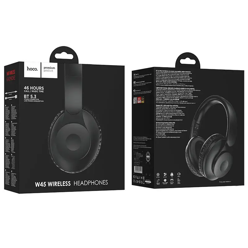Бездротові накладні навушники Hoco W45 Enjoy BT headset Black — фото 5