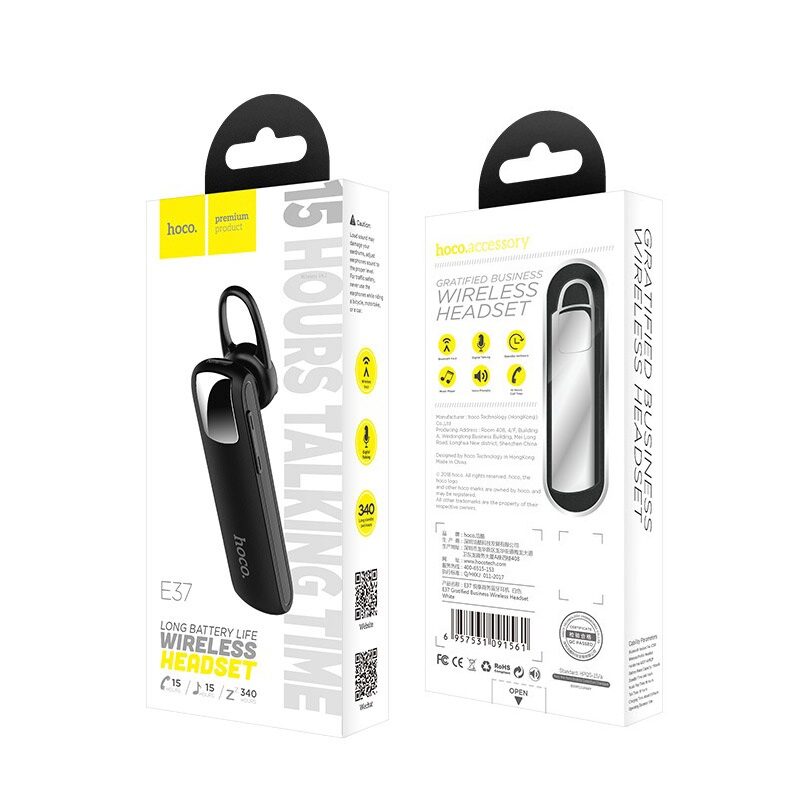 Bluetooth гарнітура Hoco E37 Gratified business wireless headset Black — фото 3