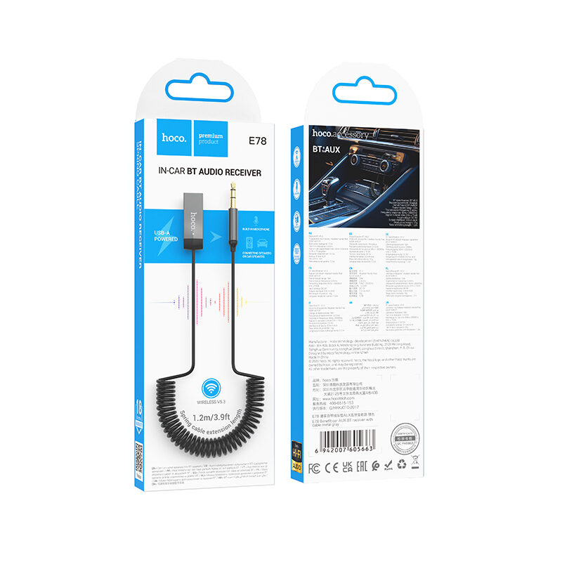 Bluetooth-ресивер Hoco E78 Benefit car AUX BT receiver with cable — фото 3