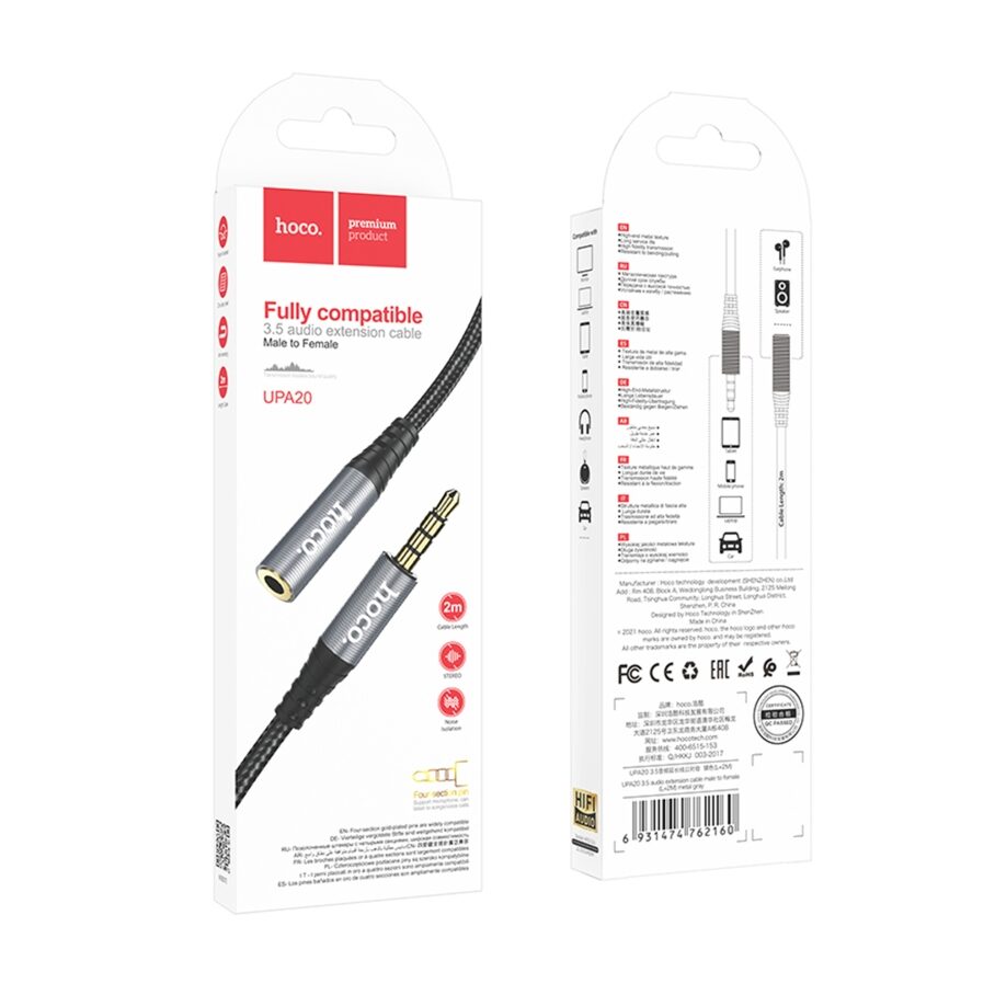 Кабель Aux Hoco UPA20 3.5 audio extension cable 2 м — фото 2