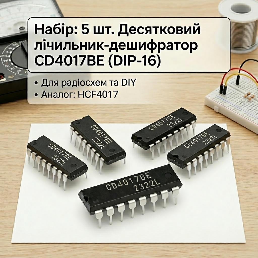 Десятковий лічильник-дешифратор CD4017BE (HCF4017) DIP-16 для