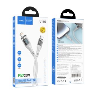 Кабель USB Hoco U115 Transparent PD20W With Display Type-C to