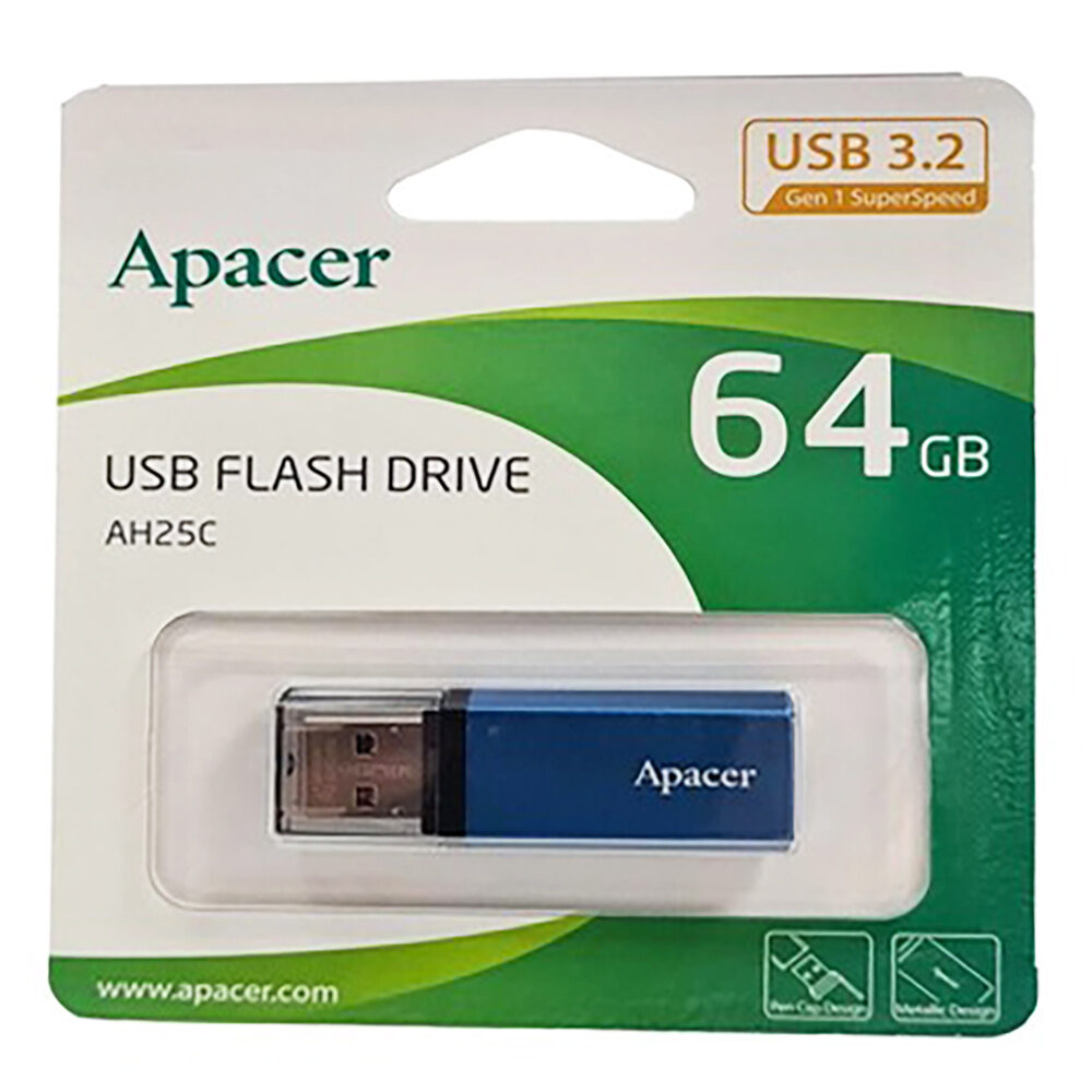 Флеш-накопичувач Apacer USB 3.2 Gen 1 AH25C 64GB Blue — фото 3