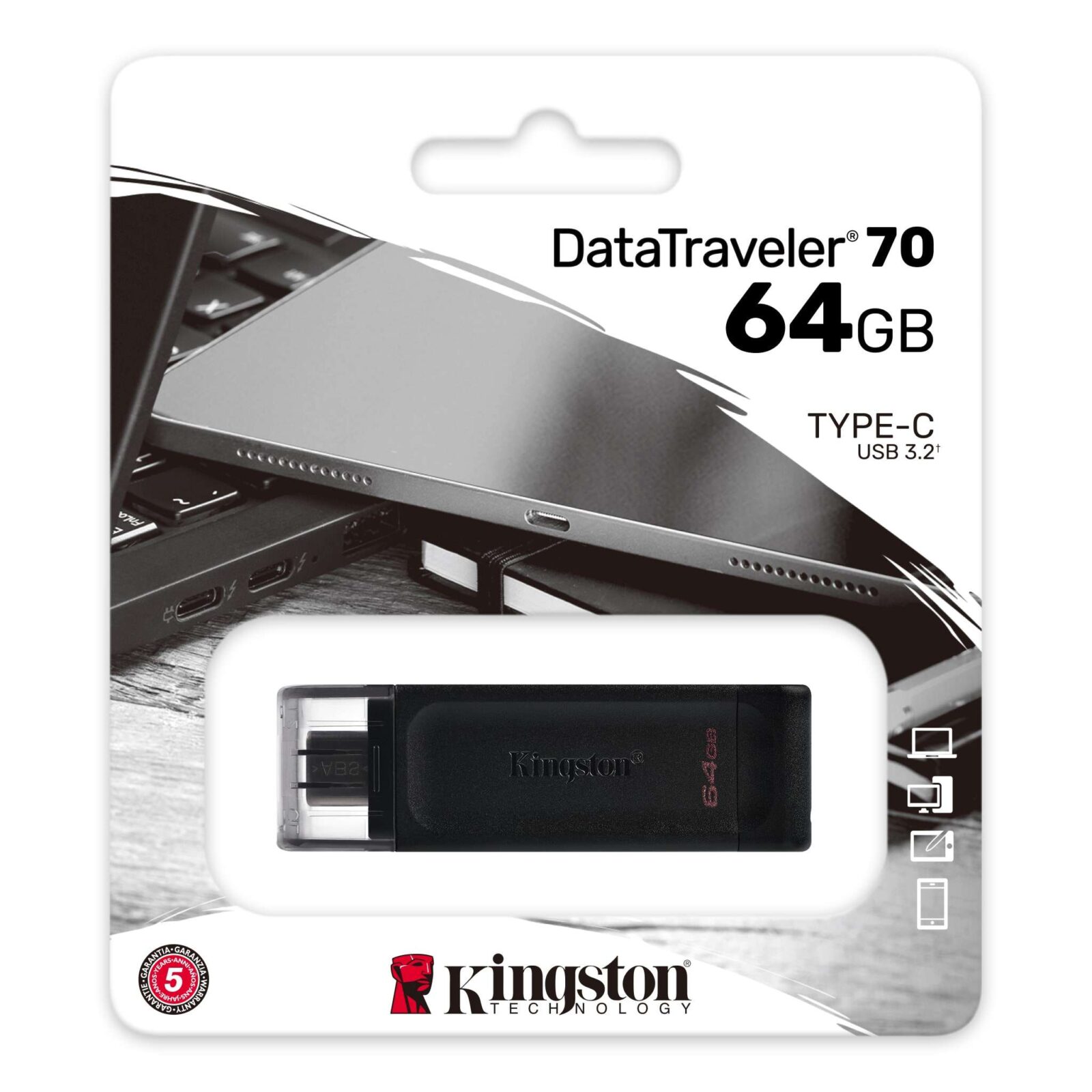 Флеш-накопичувач Kingston USB 3.2 DT 70 64GB Type-C — фото 3