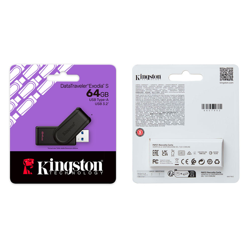 Флеш-накопичувач Kingston USB 3.2 DT Exodia S 64GB Black — фото 3