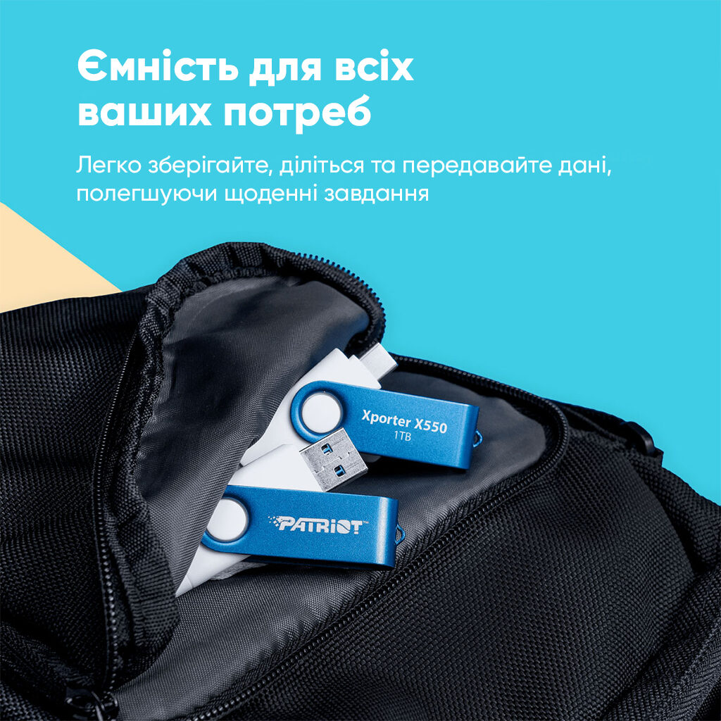 Флеш-накопичувач Patriot USB 3.2 Gen 1 Xporter X550 128GB Type-A+C — фото 7